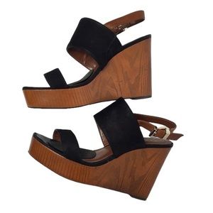Vince Camuto Black Women's Suede Wedge Sandals Size 8.5